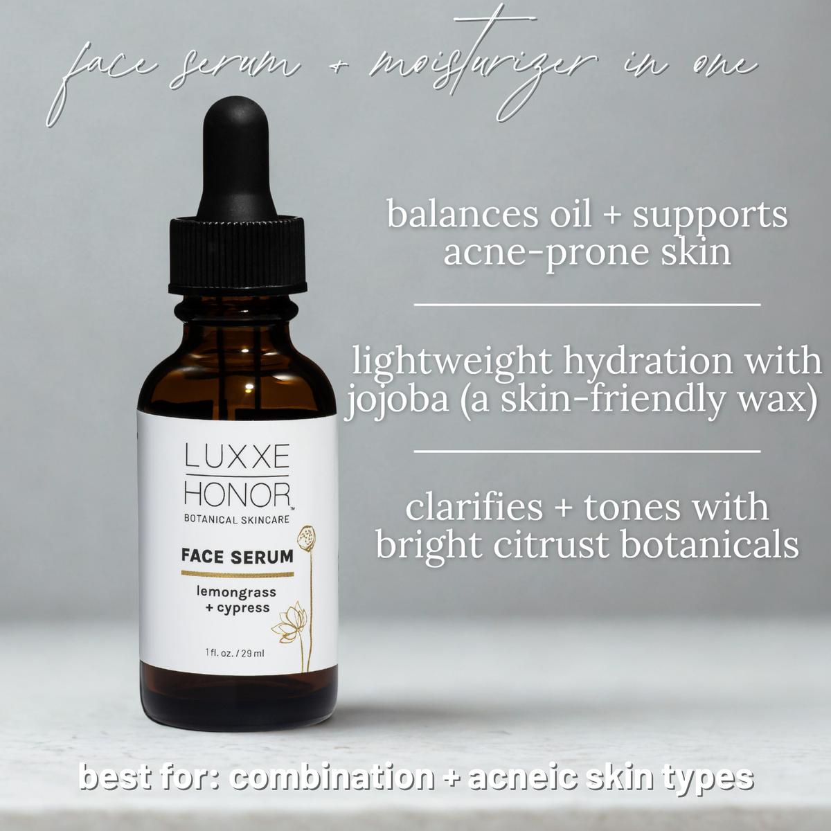 Face Serum (Combination Skin): Hydrating Natural Moisturizer with Essential Oils
